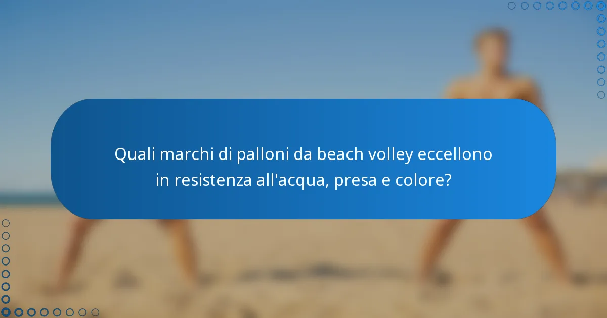 Quali marchi di palloni da beach volley eccellono in resistenza all'acqua, presa e colore?