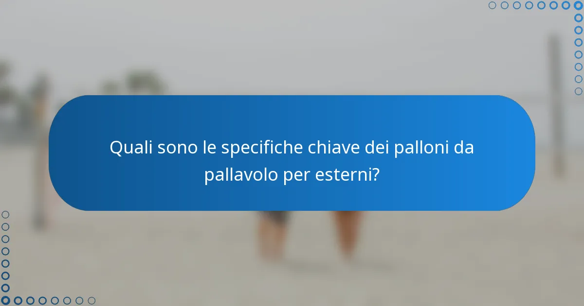 Quali sono le specifiche chiave dei palloni da pallavolo per esterni?